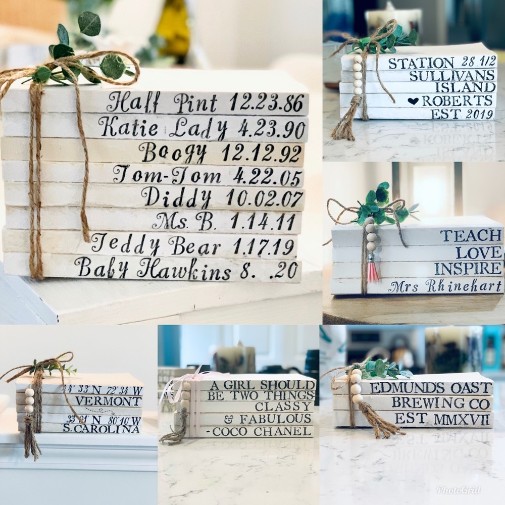 Custom farmhouse book stack